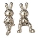 thumbnail image 5 of 2 piezas de estatuas de conejos, figuras de animales, esmalte, decorativas, forma de astronauta, manualidades, conejo plata, 5 of 9