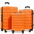 thumbnail image 1 of Ensemble de Bagages 3 Pcs, Valises Rigides Légères en PC ABS avec Serrure TSA, Bagage de Cabine à Roulettes, Orange, 1 of 8
