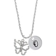 thumbnail image 1 of Delight Jewelry Silvertone Large Open Butterfly Silvertone Script Initial Disc - O - Charm Necklace, 20"+3", 1 of 4