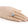 thumbnail image 3 of Gem Stone King 7.70 Ct Oval Checkerboard Sky Blue Topaz Red Created Ruby 925 Sterling Silver Ring (Size 5), 3 of 4