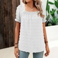 thumbnail image 3 of Birdeem Womens Summer Solid Color Short Sleeve Dot Tops Square-Neck Chiffon T-Shirts Blouse, 3 of 6