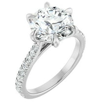 Sabina Pave Lab Diamond Solitaire Round Engagement Ring 3.30 Carats
