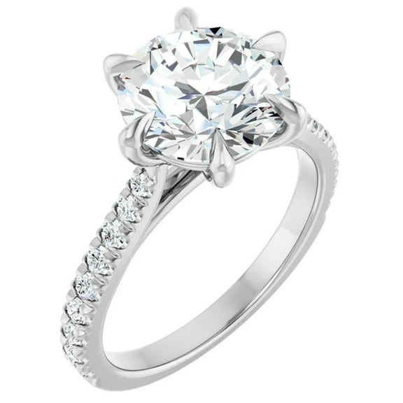 Sabina Pave Lab Diamond Solitaire Round Engagement Ring 3.30 Carats