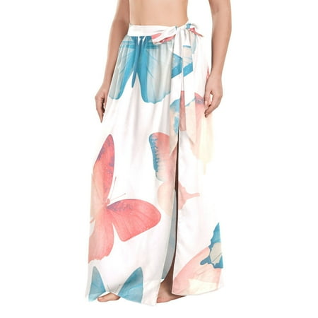 FORMRS Beach Sarong for Women Semi-Sheer Wrap Skirt Swimsuit Cover Up  Watercolor Butterflies