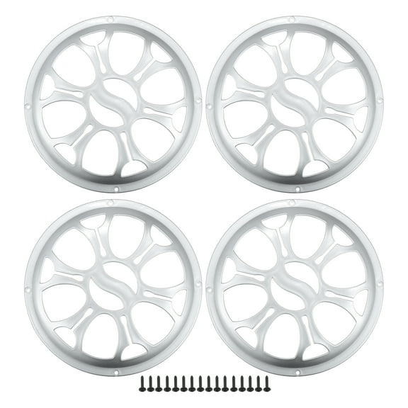 Unique Bargains 4 Pcs 8" Car Speaker Grills Cover Round 8 Inch Audio Subwoofer Protector with Screws ABS Silver Tone