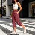 thumbnail image 7 of Guluxicc Womens Cropped Pants with Pockets Elastic Waist Drawstring Straight Leg Capris for Summer Casual Outfits, 7 of 7
