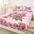 thumbnail image 3 of Homewish Initial H Letter Queen Sheet Sets, Pink Watercolor Flower Bedding, 4 Pieces, 3 of 7