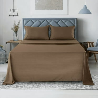 The Great American Sore Cal King Size Bed Sheet Set Stripe Taupe Hotel Luxury Bed Sheets - Extra Soft - Deep Pockets - Easy Fit - Breathable & Cooling Sheets