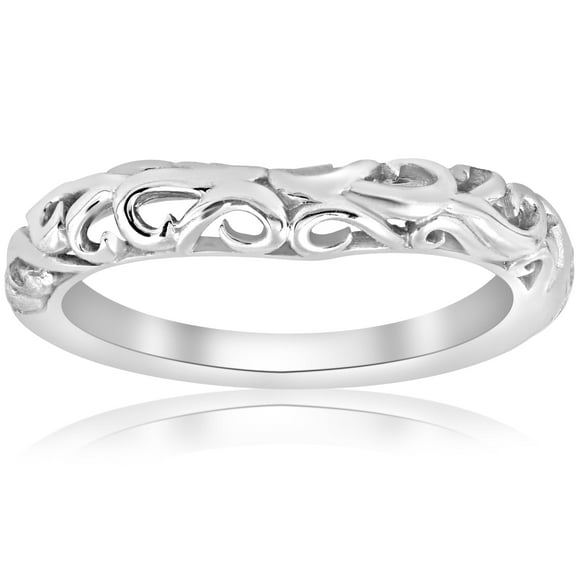 Pompeii Vintage 3mm Wedding Band 14k White Gold (,)