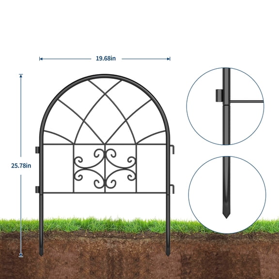 Garvee 8 Pack Decorative Metal Garden Fence Panels 20"x26" Rustproof Arched Animal Barrier for Yard Patio