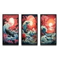 thumbnail image 2 of Designart "Waves of Drama VI" Coastal Framed Wall Art Set Of 3 - Coral Coastal Frame Canvas Set For Living Room Decor, 2 of 7