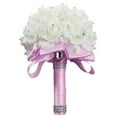 thumbnail image 2 of Yirtree 1 Bouquet Wedding Bouquet, White Bouquet for Bride Bridesmaids with Diamond Soft Ribbons Artificial Rose Bridal Holding Flowers for Wedding, Party and Church, 2 of 8