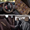 thumbnail image 4 of Uorisanigo Car Seat Covers Full Set 14 Pack Southwest Aztec Brown Steering Wheel Cover Center Console Cover Head Rest Protector Auto Seat Belt Pad Covers Coasters Universal Fit for Auto Truck Van SUV, 4 of 6