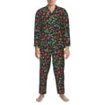 thumbnail image 3 of Naloa Strawberry Men’s Pajamas Set - Long Sleeve Button Down Sleep Shirt and Pajama Bottoms Sleepwear Set-X-Large, 3 of 7