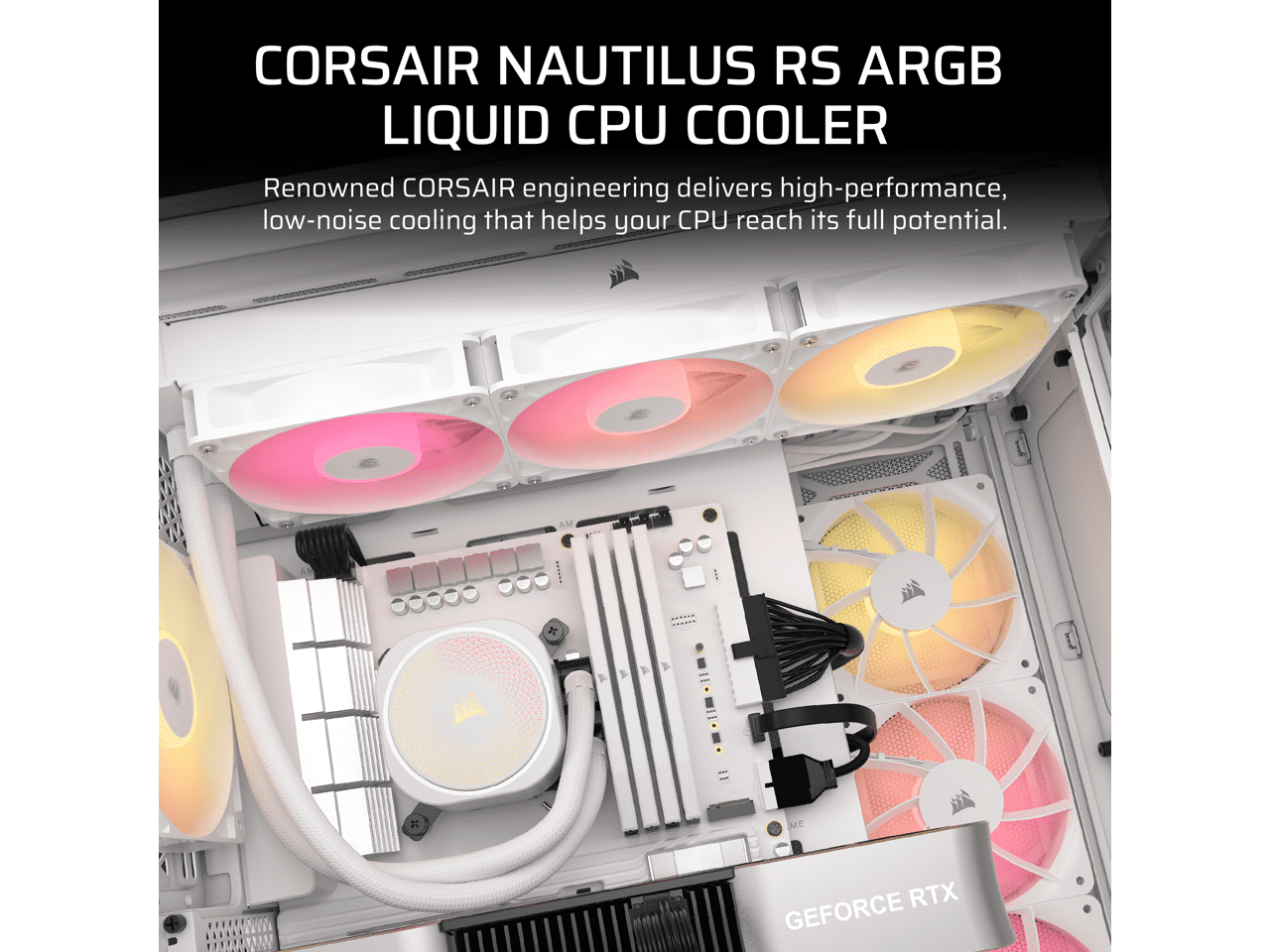 CORSAIR NAUTILUS 360 RS ARGB Liquid CPU Cooler – White – RS120 ARGB Fans – Fits Intel®  LGA 1851, AMD® AM5/AM4 – Simple Daisy-Chain Connections - Direct Motherboard  Connection