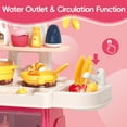 thumbnail image 6 of KOPPOP Play Kitchen for Toddlers with Light and Sound, Kids Kitchen Playset with Steam Sprayer and Sink, Learning Toy Kitchen Set for Boys and Girls Ages 3 4 5 6 (Pink), 6 of 7