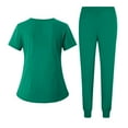 thumbnail image 3 of Scrubs Sets for Women Spring Summer V-Neck Scrub Top & Jogger Pant Stretch Nursing Workwear Quick Dry Medical Working Uniforms with Multi Pocket for Doctors, Nurses Turquoise S, 3 of 4