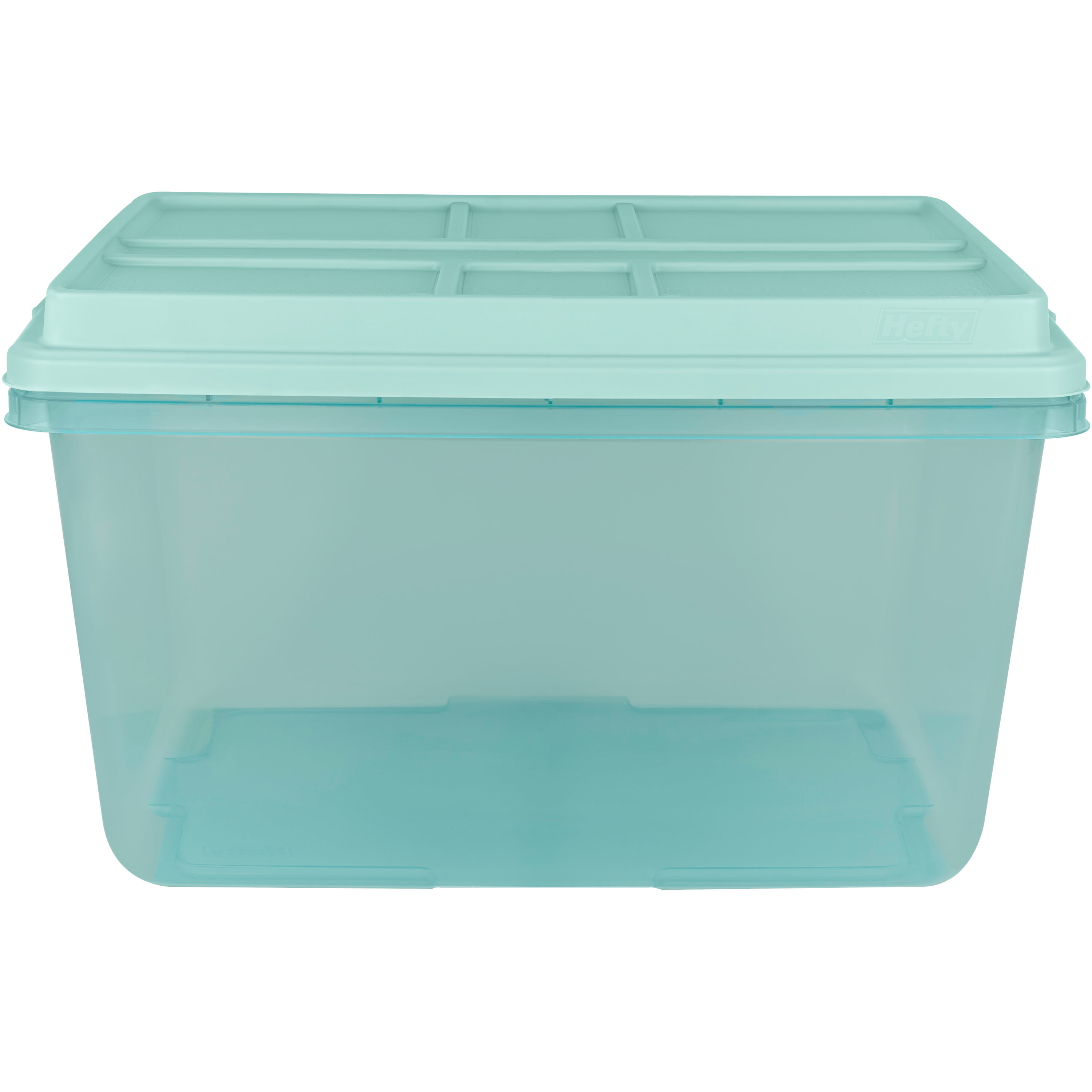 Hefty HI-RISE Clear Plastic Bin with Smoke Blue Lid (6 Pack) - 72 qt  Storage Container with Lid, Ideal Space Saver for Closet Shoe Storage Bins  and