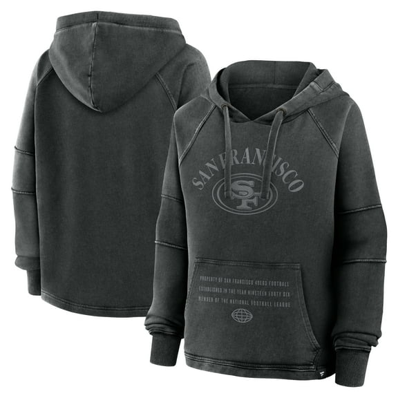 Women's Fanatics Black San Francisco 49ers Oversized Raglan Gridiron Hoodie