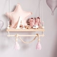 thumbnail image 4 of Hanging Swing Rope Floating Shelves with Wooden Beads, Wall Hanging Storage Board Wooden Plank Shelf Display Ornaments for Kids Room, 4 of 5