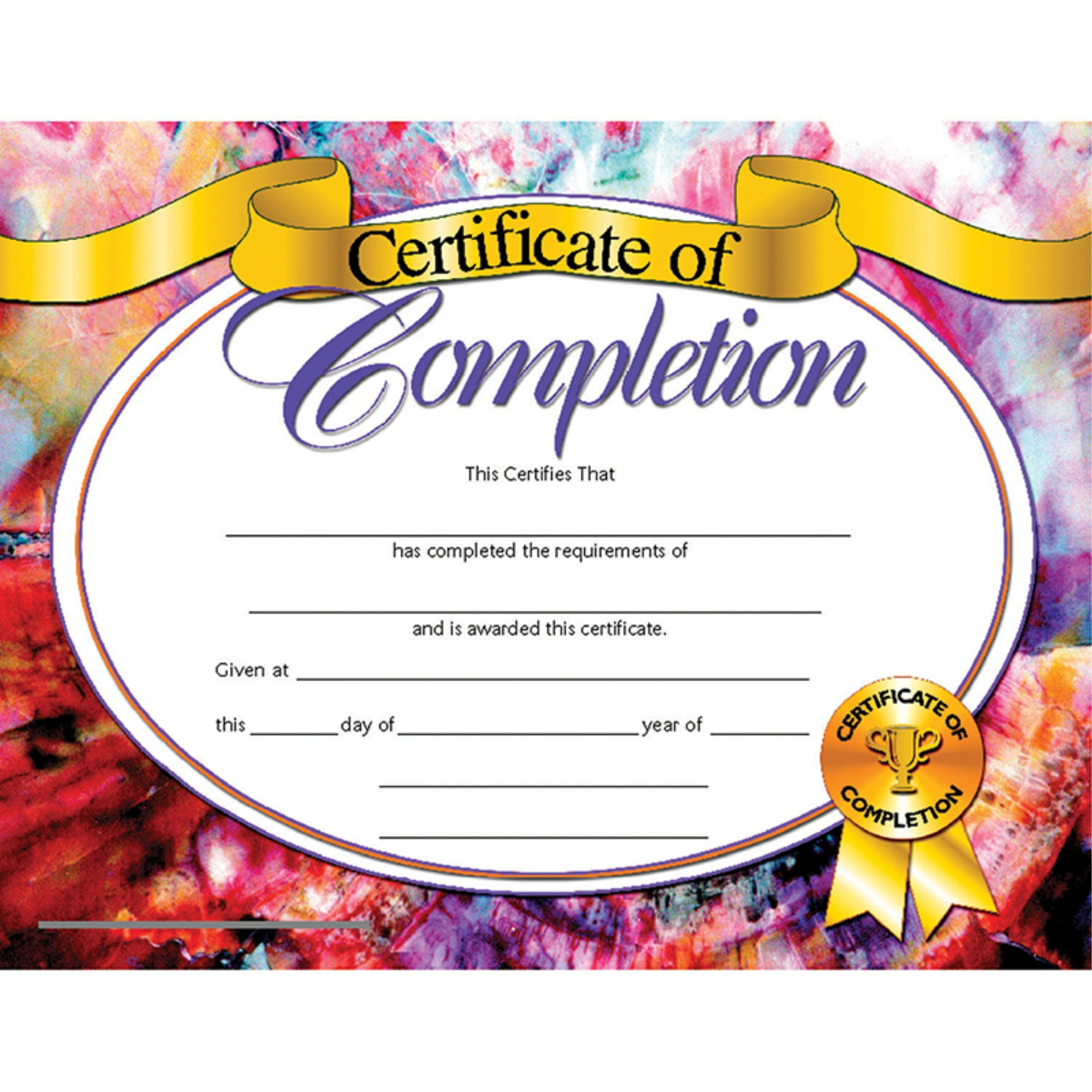 Certificate of Completion, 8.5' x 11', Pack of 30