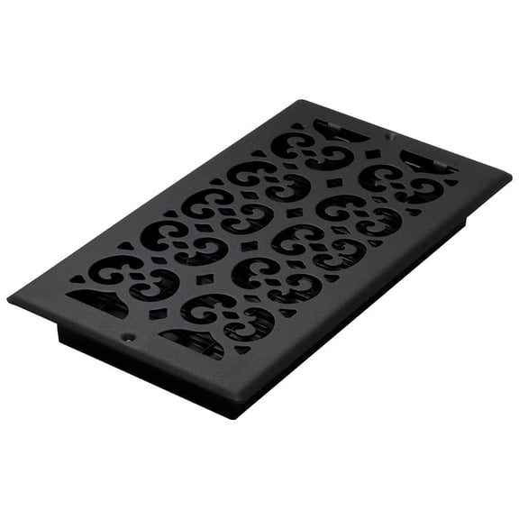 Decor Grates 6x12 Scroll Wall/Ceiling Register Vent Cover, Adjustable Airflow Control, Textured Black (ST612W)