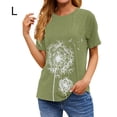 thumbnail image 1 of Camiseta Cuello Redondo Estampado Mujer Tops Poliéster Manga corta Tela de verano, Verde claro, L Kearding AP002414-18, 1 of 7