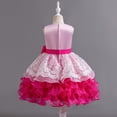 thumbnail image 5 of Girl Ruffle Tiered Tutu Gown Flower Girl‘s Sleeveless Lace Princess Dresses with Big Bowknot Party Ball Tulle Pageant Gowns for Wedding, Birthday, Christmas - 3-10T, 5 of 10