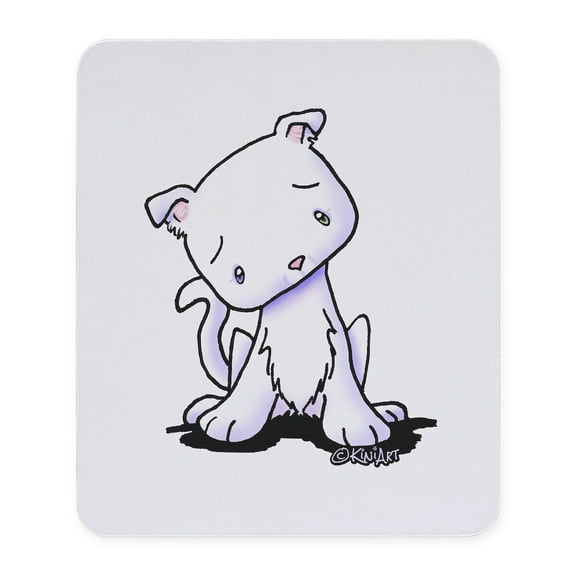 CafePress - White Sad Kitty Mousepad - Non-slip Rubber Mousepad, Gaming Mouse Pad