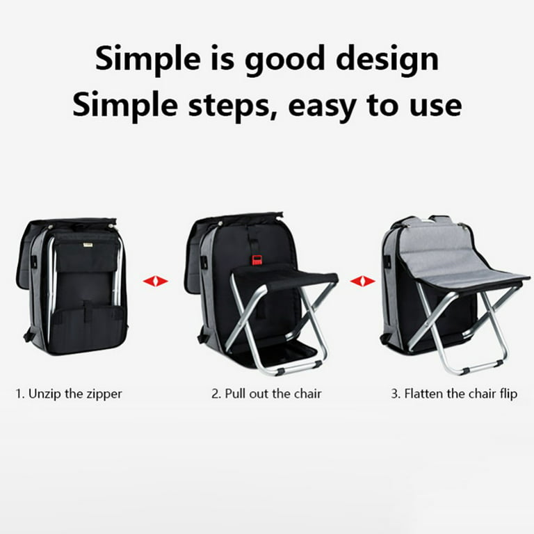 2 in 1 Folding Fishing Chair Bag Backpack Lightweight Backpack Stool Combo  Backpack for Camping Fishing Hiking Picnic BBQ