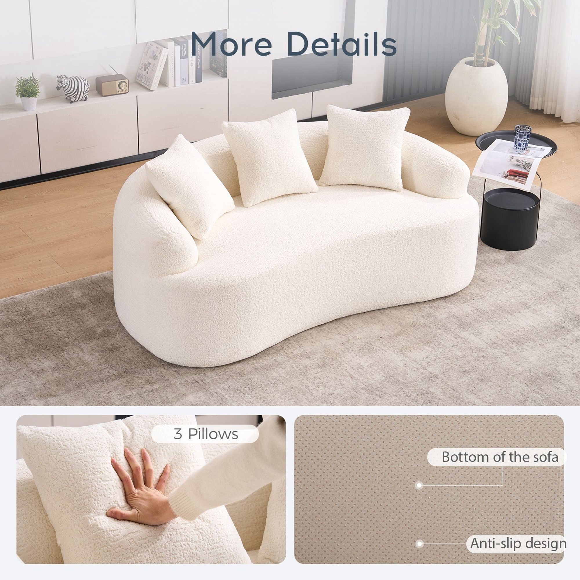 Sailvan Curved Loveseat No-Assembly Chenille Sofa for Small Spaces