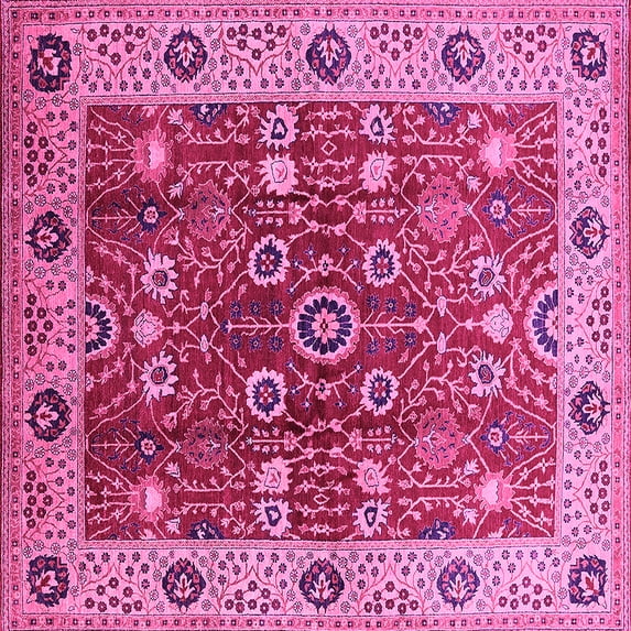 Ahgly Company Indoor Square Oriental Pink Industrial Area Rugs, 4' Square