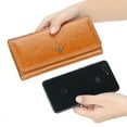 thumbnail image 6 of Womens Long Wallet Oil Wax Leather Trifold Multi Card Organizer Lady Clutch Bags, 6 of 9