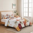 thumbnail image 5 of 3 Pieces Queen Quilt Set,Fall Thanksgiving Pumpkin Soft Bedding Sets with 1 Quilt & 2 Pillow Shams,Pastoral Orange Maple Leaves Summer Bedspread Lightweight Coverlet Comforter for All Season, 5 of 9