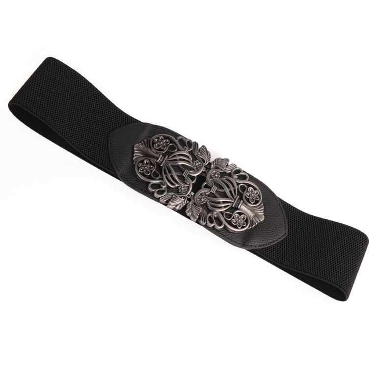 Wide Elastic Stretch Vintage Antique Buckle Belt Faux Leather WHIPPY Women Elastic Belts for Dresses Wide Stretch Belt  main image 2