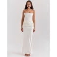 thumbnail image 5 of Women'S Bodycon Dress with A Cinched Waist Strapless Design Off-the-Shoulder Style with Boning White L, 5 of 9