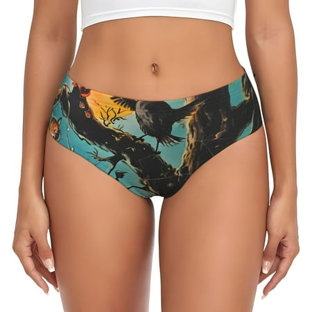 Womens Underwear - Halloween Tree Branch Village No Show Seamless Underwear for Women  Kawaii Soft Stretch Women s Panties  Hipster Ladies Panties Bikini Underwear Briefs