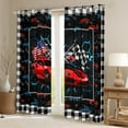 thumbnail image 2 of Homewish Red Sport Car Black Out Curtains for Kids Children Teens,USA Flag Curtains Pack of 2 (42x63 Each),Geometric Plaid Honeycomb Bedroom Curtains,Lightweight Room Decor, 2 of 6
