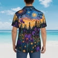 thumbnail image 3 of Lsque Cosmic Irises At Twilight pattern Hawaiian Shirt for Men, Unisex Summer Beach Casual Short Sleeve Button Down Shirts-Medium, 3 of 9
