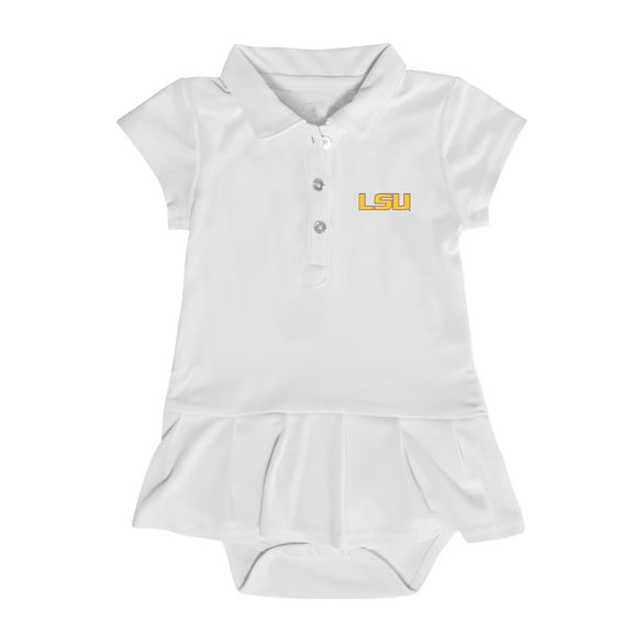 Girls Infant Garb White LSU Tigers Caroline Cap Sleeve Polo Dress