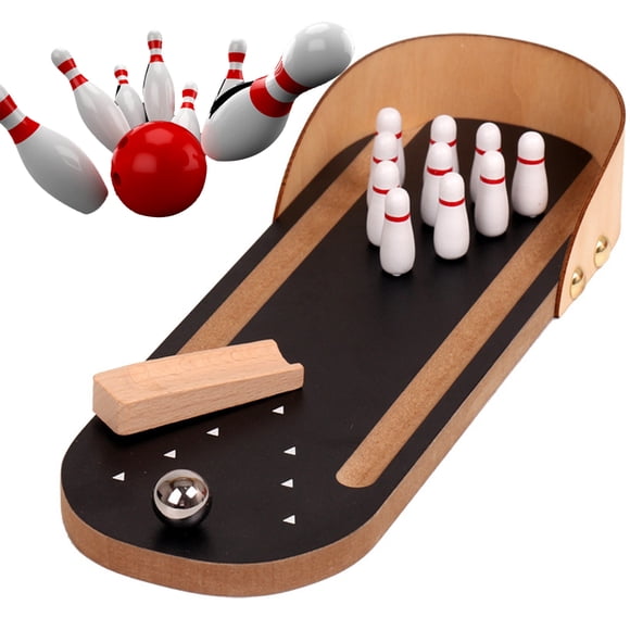 Mini Jeu de Quilles Ensemble Amusant Jouet de Quilles Interactif en Bois Jeu de Bureau pour Enfants