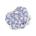 thumbnail image 2 of Mooneye 5x3mm Oval Tanzanite 925 Sterling Silver Heart Shape Cluster Valentines Day Gifts Ring, 2 of 3