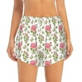 thumbnail image 2 of Goofa Rose Flowers Printed Women 2 in 1 Running Shorts,Quick Dry Athletic Workout Shorts,High Waisted Athletic Shorts with Liner Pockets-Small, 2 of 9
