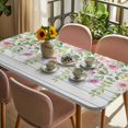 thumbnail image 3 of Colorful Flowers Table Cloths for 3 Foot Rectangle Tables, Spring Leaves Floral Botanical Wood Grain Patio Waterproof Elastic Fitted Tablecloths, Washable Rectangular Table Cover for Camping, 3 of 8