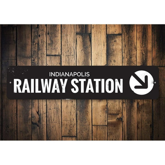 Railway Station Novelty Sign, Metal Wall Decor - 4x18 inches