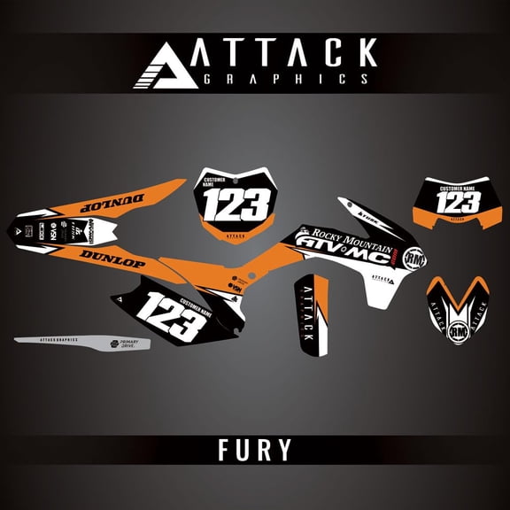 Attack Graphics Custom Fury Complete Bike Graphics Kit for KTM 300 XC-W (E-Start) 2015