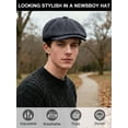 thumbnail image 6 of Kukuzhu Newsboy Cap for Men, Irish Newsies Hat Classic 8 Panel Wool Blend for Old Man Cabbie Driving, 6 of 7