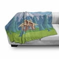 thumbnail image 3 of Log Cabin Soft Flannel Fleece Throw Blanket, Image of a Wooden House in Environment Surrounded with Fir Trees and Mountains, Cozy Plush for Indoor and Outdoor Use, 70" x 90", Multicolor, by Ambesonne, 3 of 6