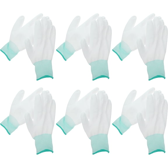 12 PCS Polyester Coated Finger Gloves Welding Fingerless Man Work Green