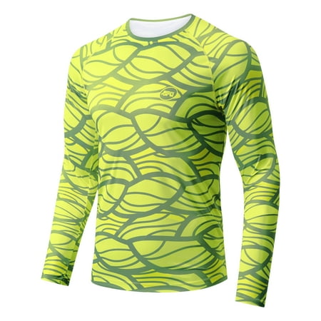 Men Rashguard Long Sleeve UPF 50+ Sun Shirts UV Protection Quick Dry Fishing Shirt Yellow L